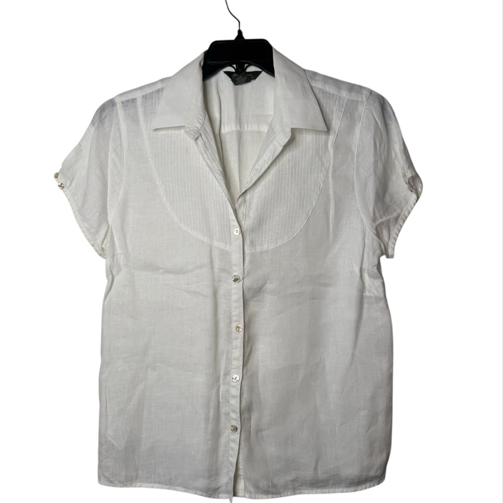 Eddie Bauer White Short Sleeve Blouse